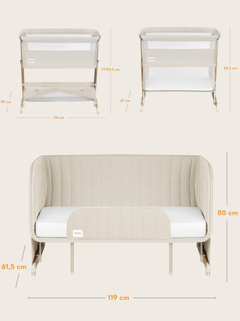 LIONELO Thomi Plus Cama 5 en 1 - Cuna colecho - Moisés - Parque infantil - Sofá cama - Hasta 100 kg Beige arena - Kiabi