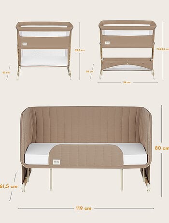 LIONELO Thomi Plus Cama 5 en 1 - Cuna colecho - Moisés - Parque infantil - Sofá cama - Hasta 100 kg