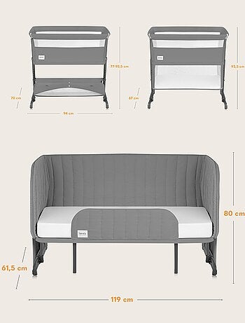 LIONELO Thomi Plus Cama 5 en 1 - Cuna colecho - Moisés - Parque infantil - Sofá cama - Hasta 100 kg