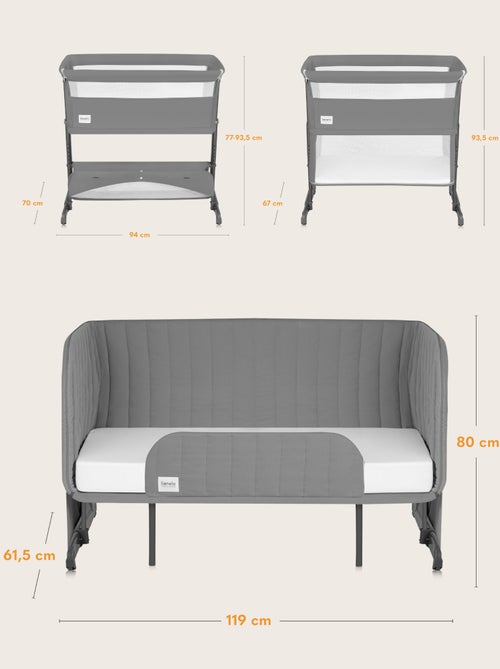 LIONELO Thomi Plus Cama 5 en 1 - Cuna colecho - Moisés - Parque infantil - Sofá cama - Hasta 100 kg - Kiabi