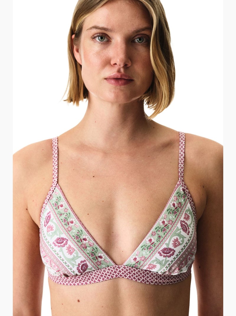 Liriane top de bikini triangular floral penti Blanco Magenta - Kiabi