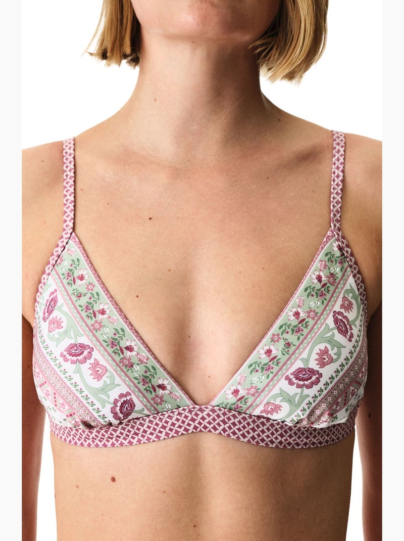 Liriane top de bikini triangular floral penti Blanco Magenta - Kiabi