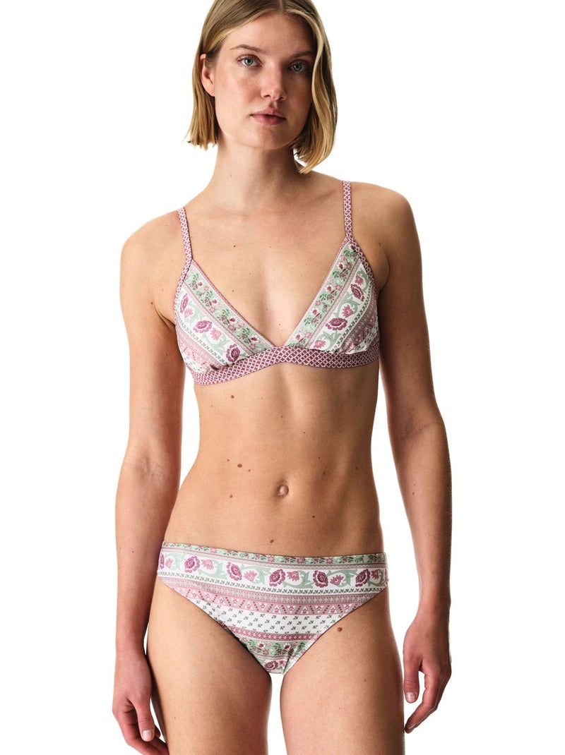Liriane top de bikini triangular floral penti Blanco Magenta - Kiabi