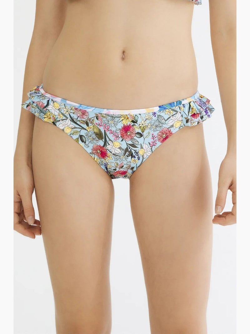 Lisa braguita de bikini con volante lateral penti Azul cielo - Kiabi