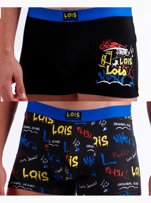 LOIS Calzoncillo/Bóxer Black Graffiti para Hombre, (Caja de 2 unidades) - Kiabi LOIS Calzoncillo/Bóxer Black Graffiti para Hombre, (Caja de 2 unidades) - Kiabi