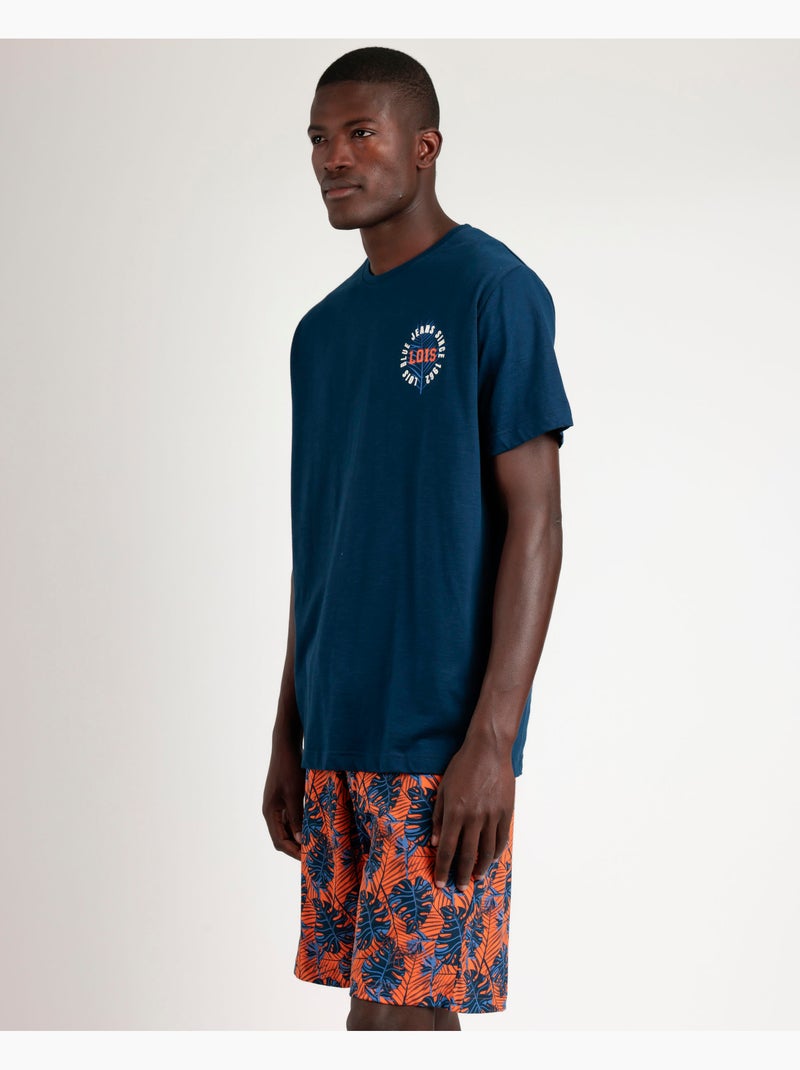 LOIS Pijama Manga Corta Palm Street para Hombre Azul marino - Kiabi