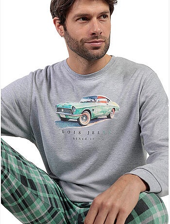 LOIS Pijama Manga Larga Felpa Vintage Car para Hombre