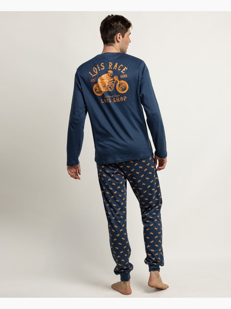 LOIS Pijama Manga Larga Roadster para Hombre Azul - Kiabi