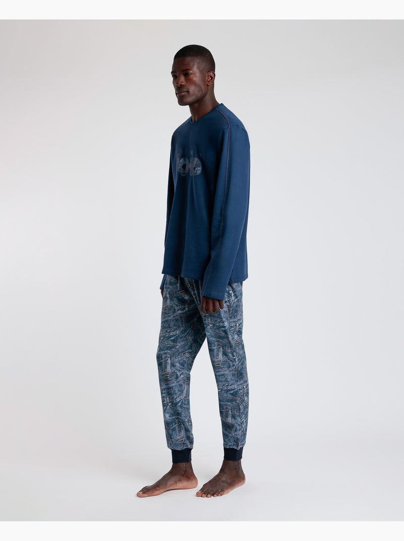 LOIS Pijama Manga Larga Texan para Hombre Azul vaquero - Kiabi