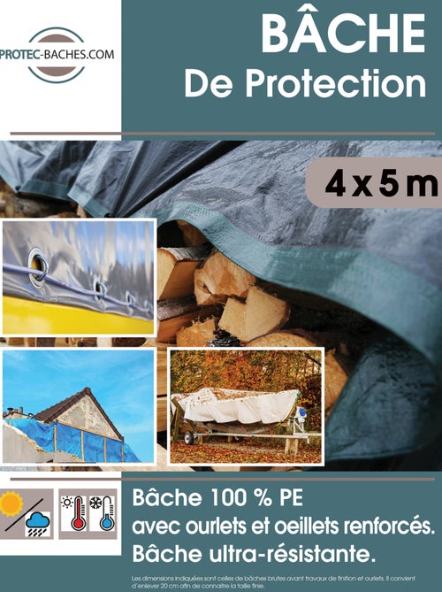 Lona profesional de protección impermeable con ollaos 60g/m² - Kiabi