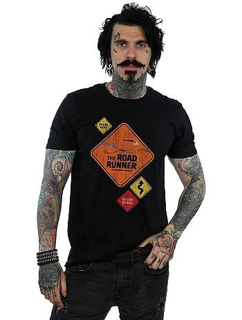 Looney Tunes - Camiseta de Correcaminos Señal de Tráfico para Hombre
