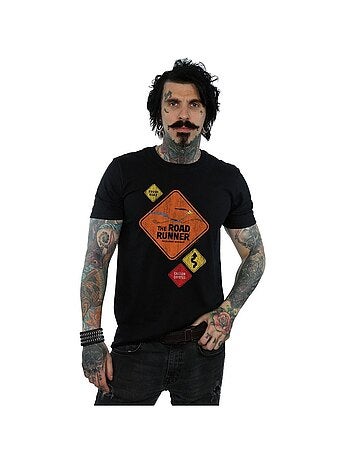 Looney Tunes - Camiseta de Correcaminos Señal de Tráfico para Hombre
