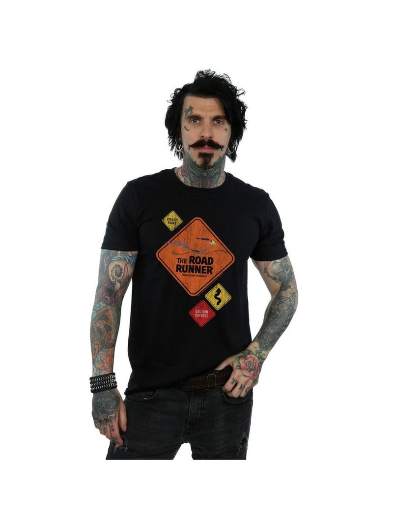 Looney Tunes - Camiseta de Correcaminos Señal de Tráfico para Hombre Negro - Kiabi