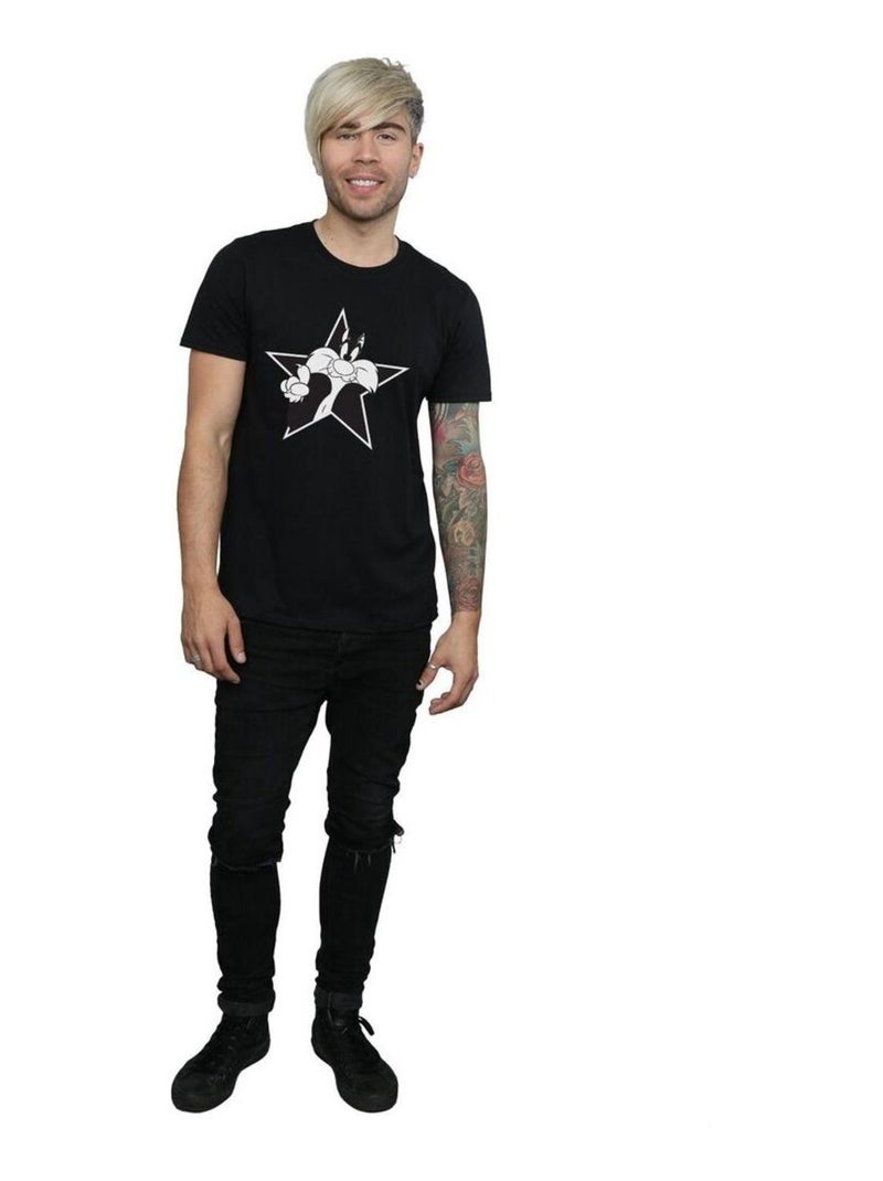 Looney Tunes - Camiseta de Silvestre Estrella Mono para Hombre Negro - Kiabi