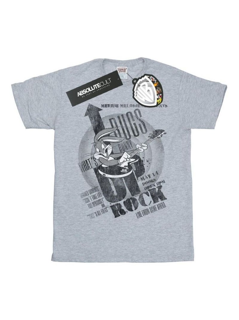 Looney Tunes - Camiseta What's Up Rock de Bugs Bunny para Hombre Gris jaspeado - Kiabi