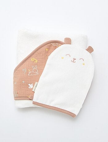 Lote capa de baño + manopla 'Petit Béguin'