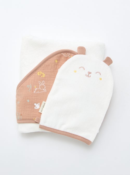 Lote capa de baño + manopla 'Petit Béguin' - Kiabi Lote capa de baño + manopla 'Petit Béguin' - Kiabi