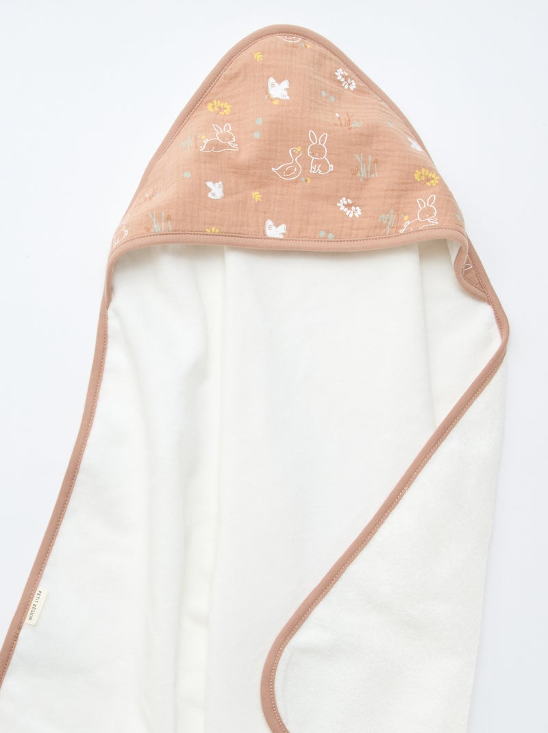 Lote capa de baño + manopla 'Petit Béguin' Blanco - Kiabi