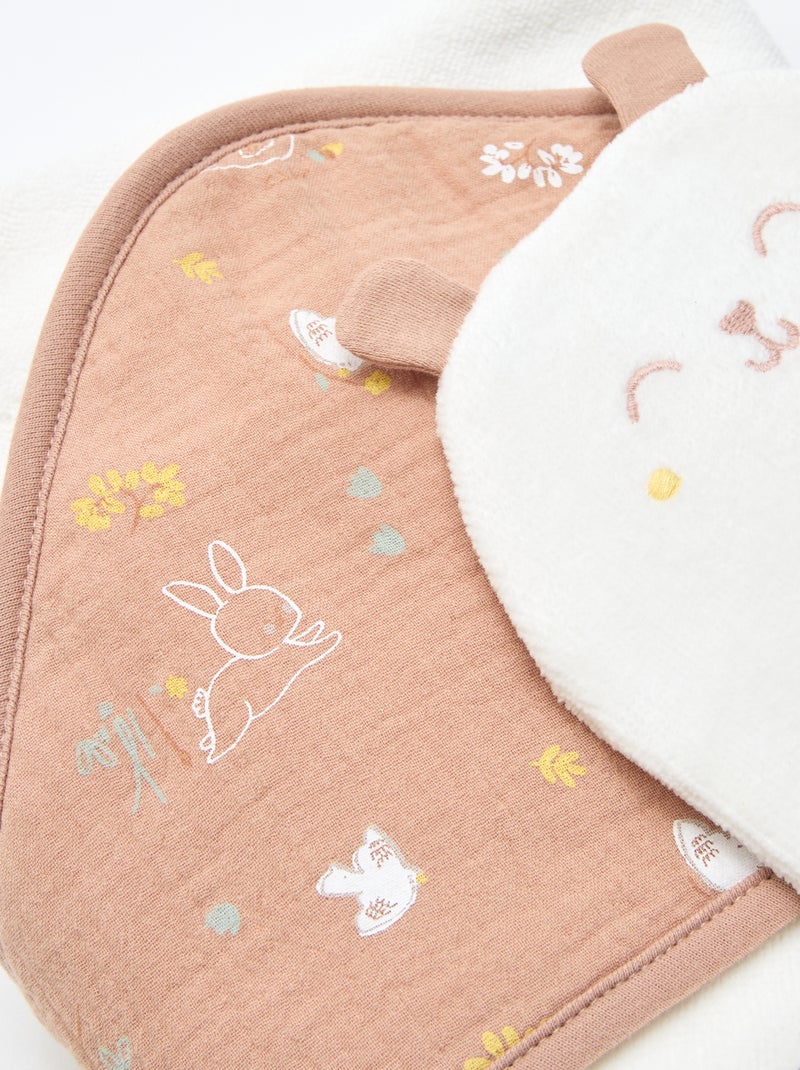 Lote capa de baño + manopla 'Petit Béguin' Blanco - Kiabi