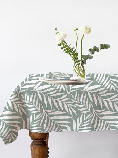 Lote de 1 mantel cuadrado + 2 servilletas con estampado de hojas - Kiabi