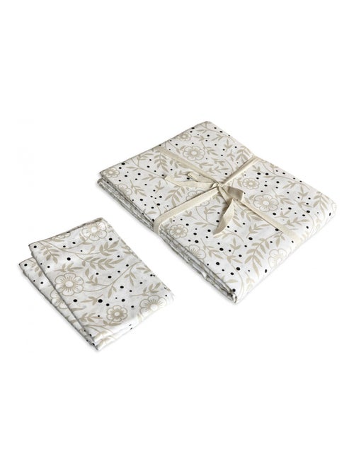 Lote de 1 mantel cuadrado + 2 servilletas con estampado floral - Kiabi