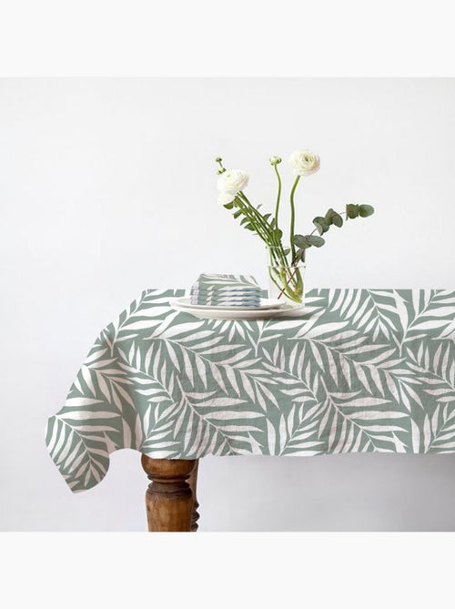 Lote de 1 mantel rectangular + 4 servilletas con estampado de hojas - Kiabi Lote de 1 mantel rectangular + 4 servilletas con estampado de hojas - Kiabi