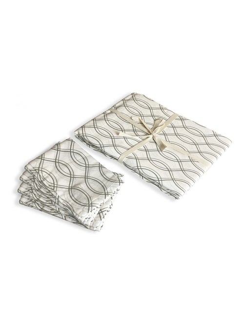 Lote de 1 mantel rectangular + 4 servilletas con estampado geométrico - Kiabi