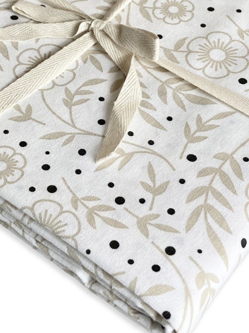 Lote de 1 mantel rectangular + 4 servilletas con motivos florales Blanco - Kiabi