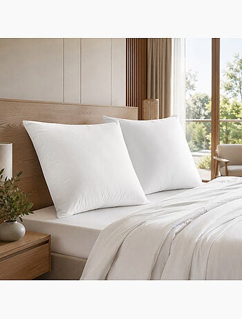Lote de 2 almohadas douceur 60 x 60 cm – antiácaros soft & care – blanrêve