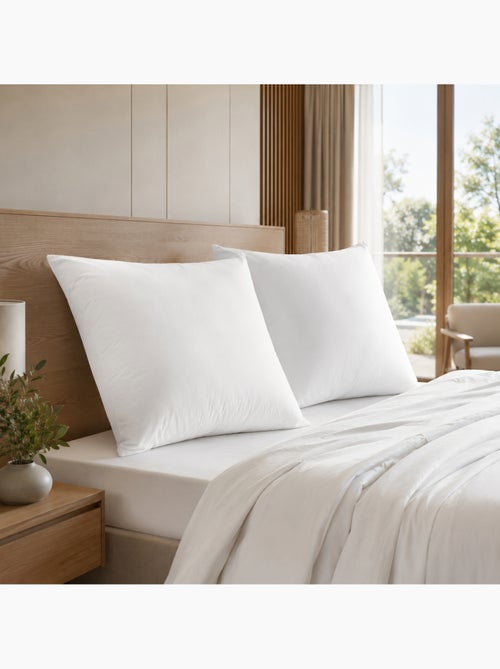 Lote de 2 almohadas douceur 60 x 60 cm – antiácaros soft & care – blanrêve - Kiabi Lote de 2 almohadas douceur 60 x 60 cm – antiácaros soft & care – blanrêve - Kiabi