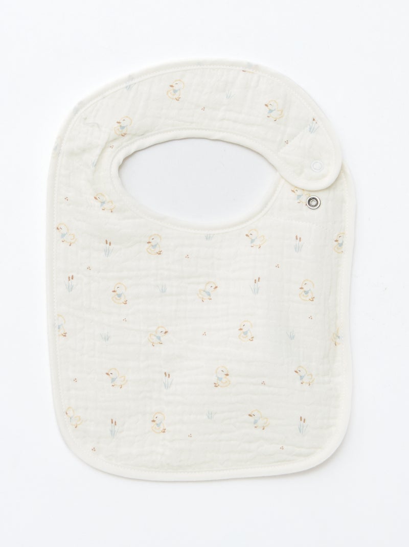 Lote de 2 baberos de gasa de algodón con forro de rizo Beige - Kiabi