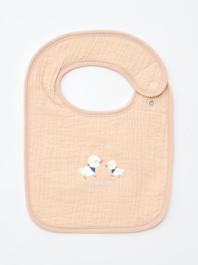 Lote de 2 baberos de gasa de algodón con forro de rizo Beige - Kiabi