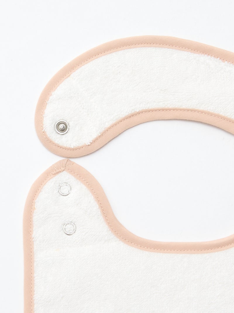 Lote de 2 baberos de gasa de algodón con forro de rizo Beige - Kiabi