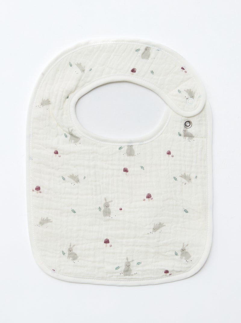 Lote de 2 baberos de gasa de algodón con forro de rizo Blanco - Kiabi