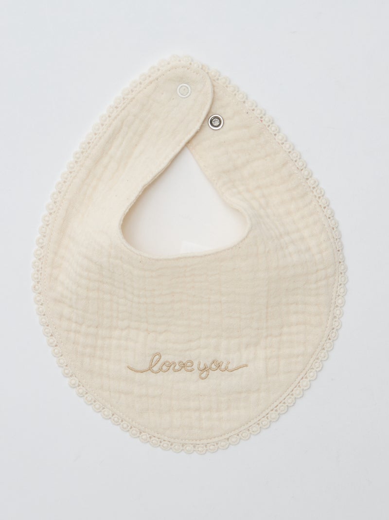 Lote de 2 baberos de muselina con bordado inglés Beige - Kiabi