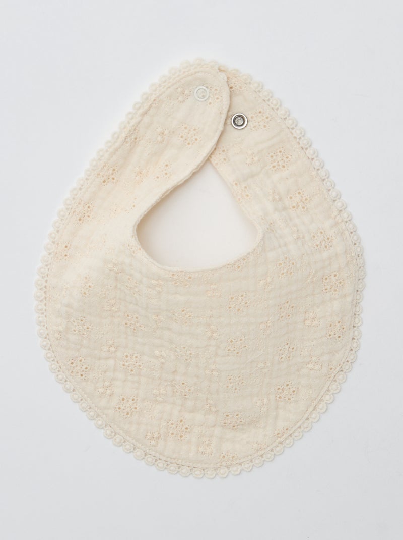 Lote de 2 baberos de muselina con bordado inglés Beige - Kiabi