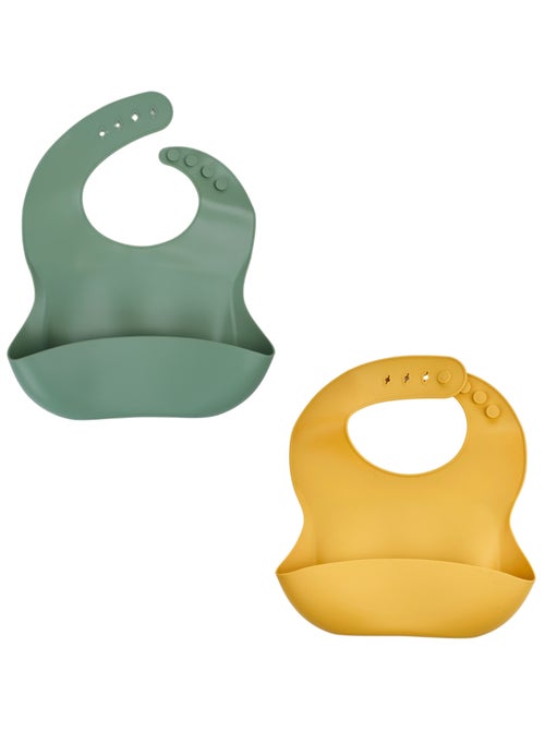 Lote de 2 baberos de silicona Thermobaby con bolsillo - Kiabi