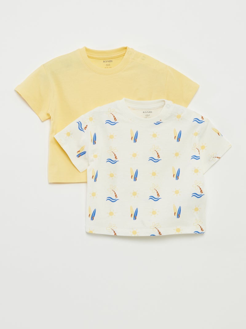 Lote de 2 camisetas de manga corta y cuello redondo BLANCO - Kiabi