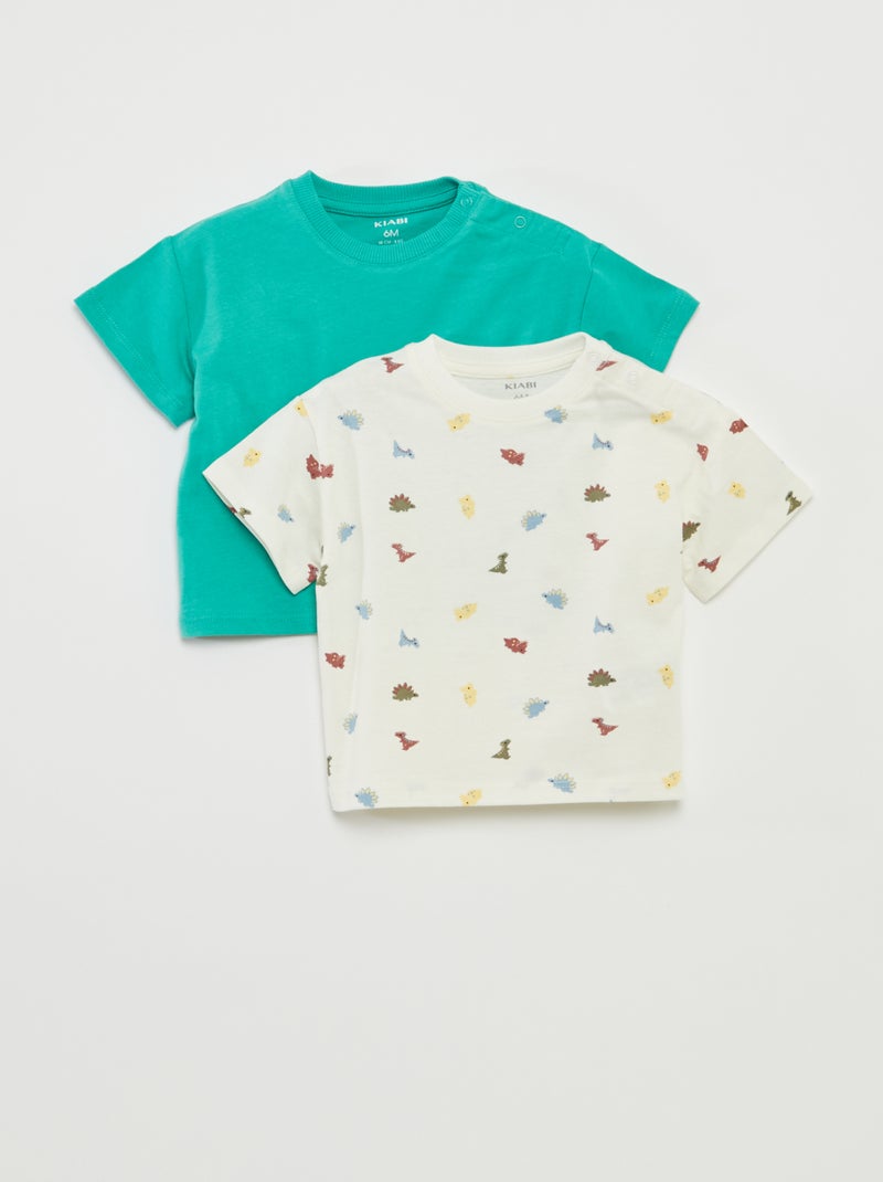 Lote de 2 camisetas de manga corta y cuello redondo BLANCO - Kiabi