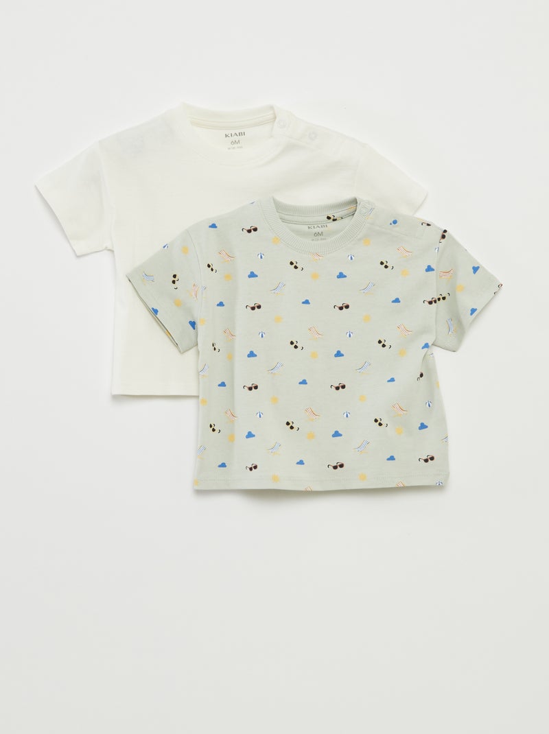 Lote de 2 camisetas de manga corta y cuello redondo BLANCO - Kiabi