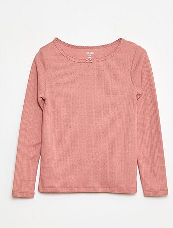 Lote de 2 camisetas de punto calado de manga larga