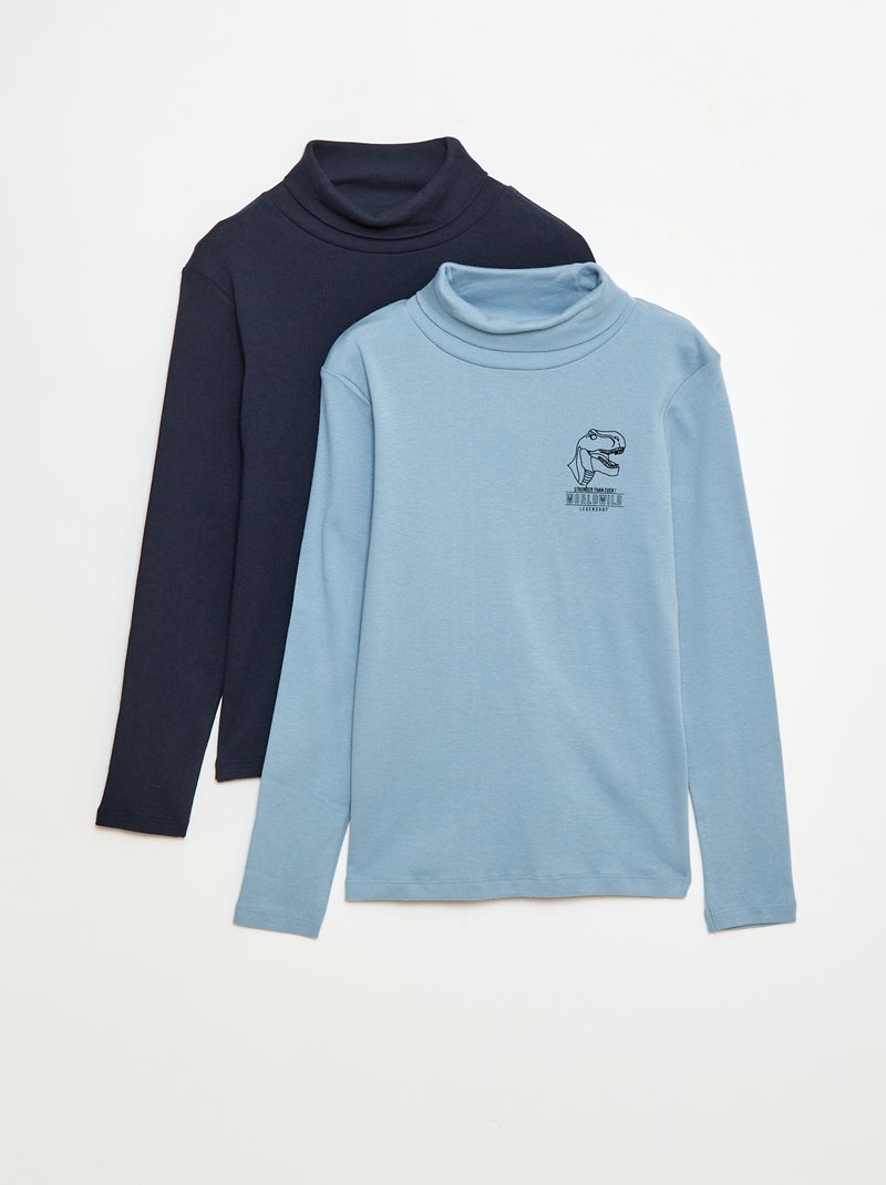 Lote de 2 camisetas interiores de cuello alto Azul - Kiabi