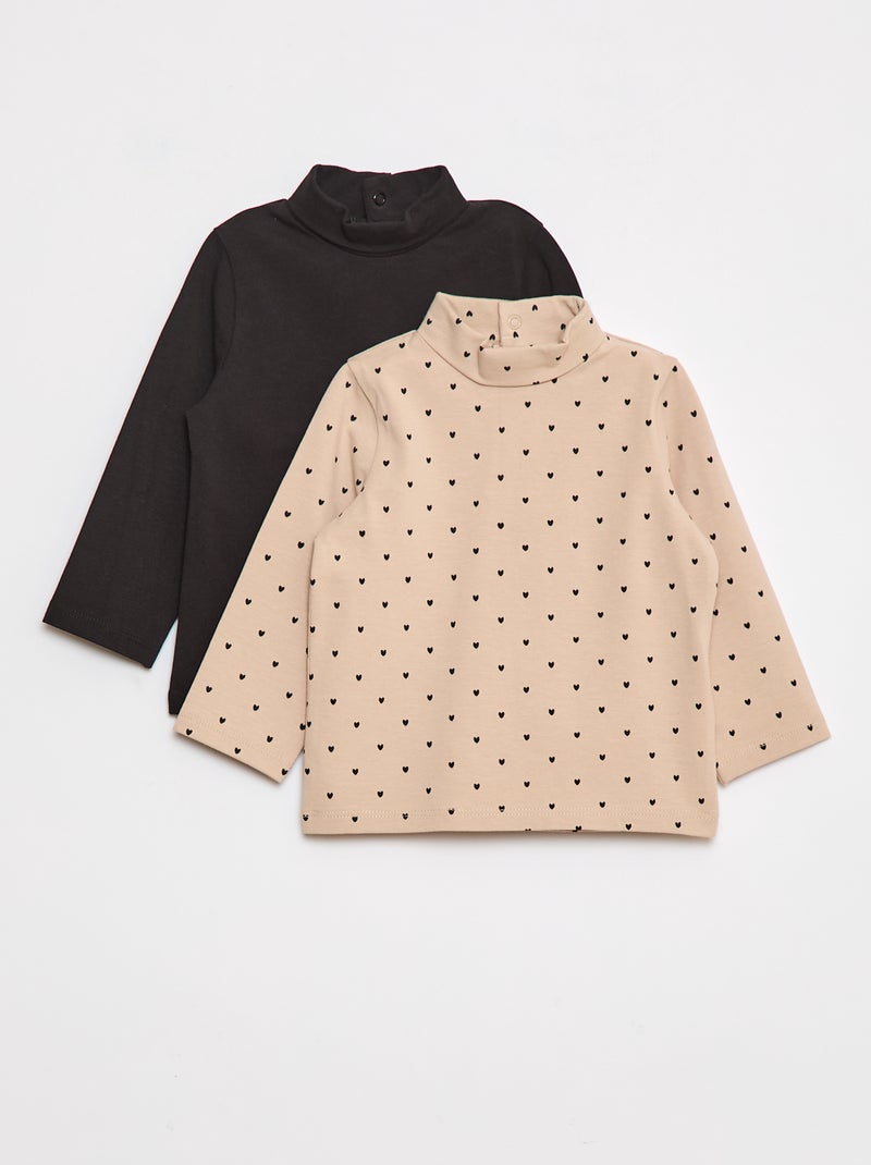 Lote de 2 camisetas interiores de cuello alto Beige - Kiabi