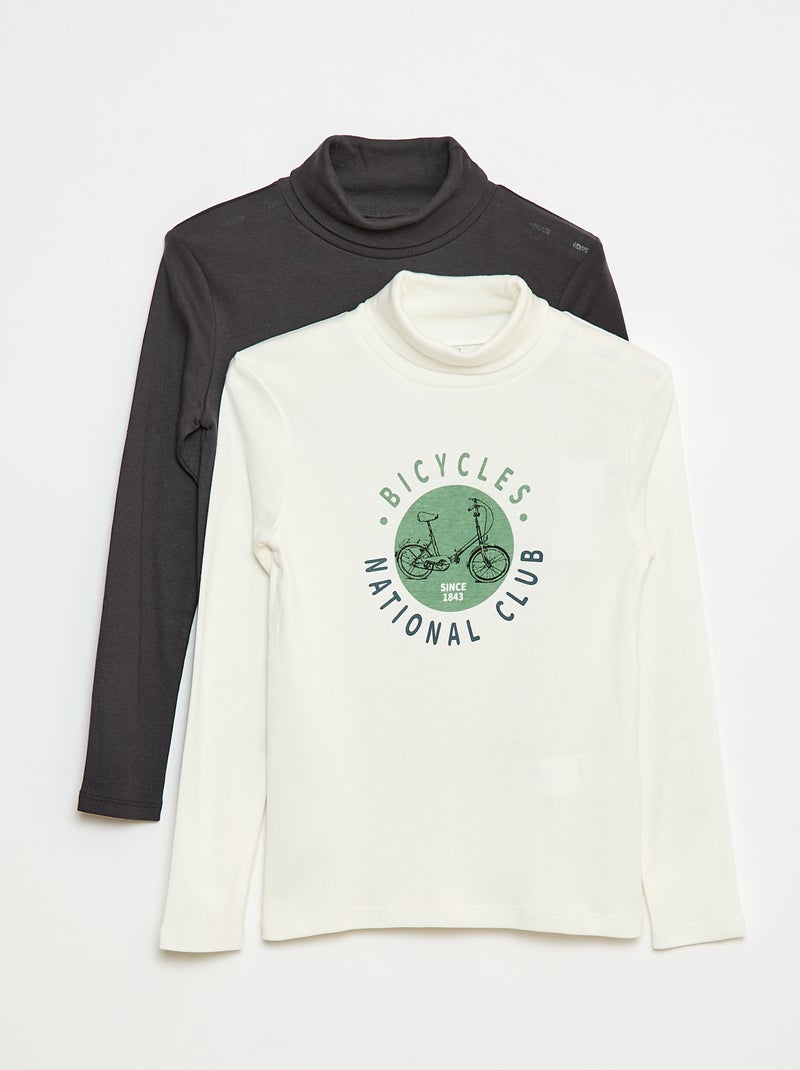 Lote de 2 camisetas interiores de cuello alto Blanco - Kiabi