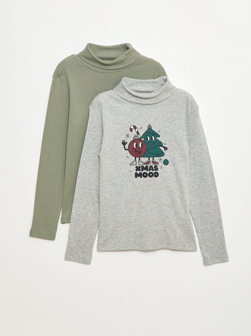 Lote de 2 camisetas interiores de cuello alto Gris - Kiabi