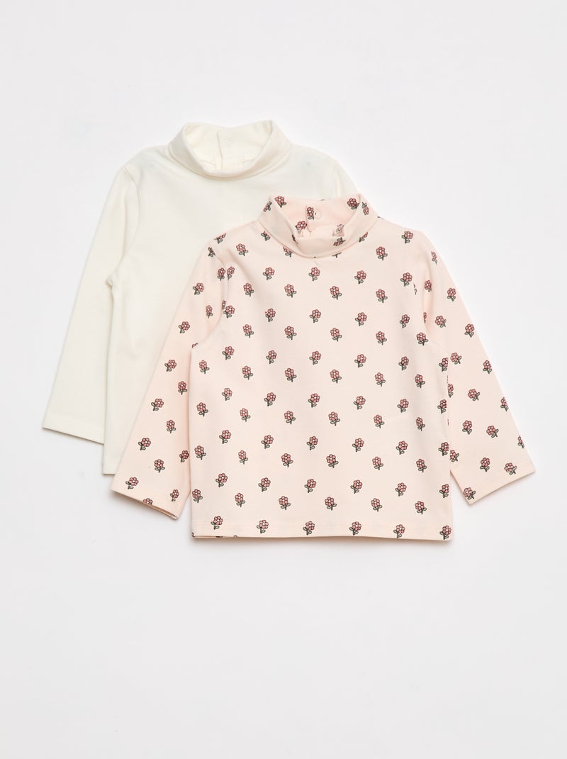Lote de 2 camisetas interiores de cuello alto Rosa - Kiabi