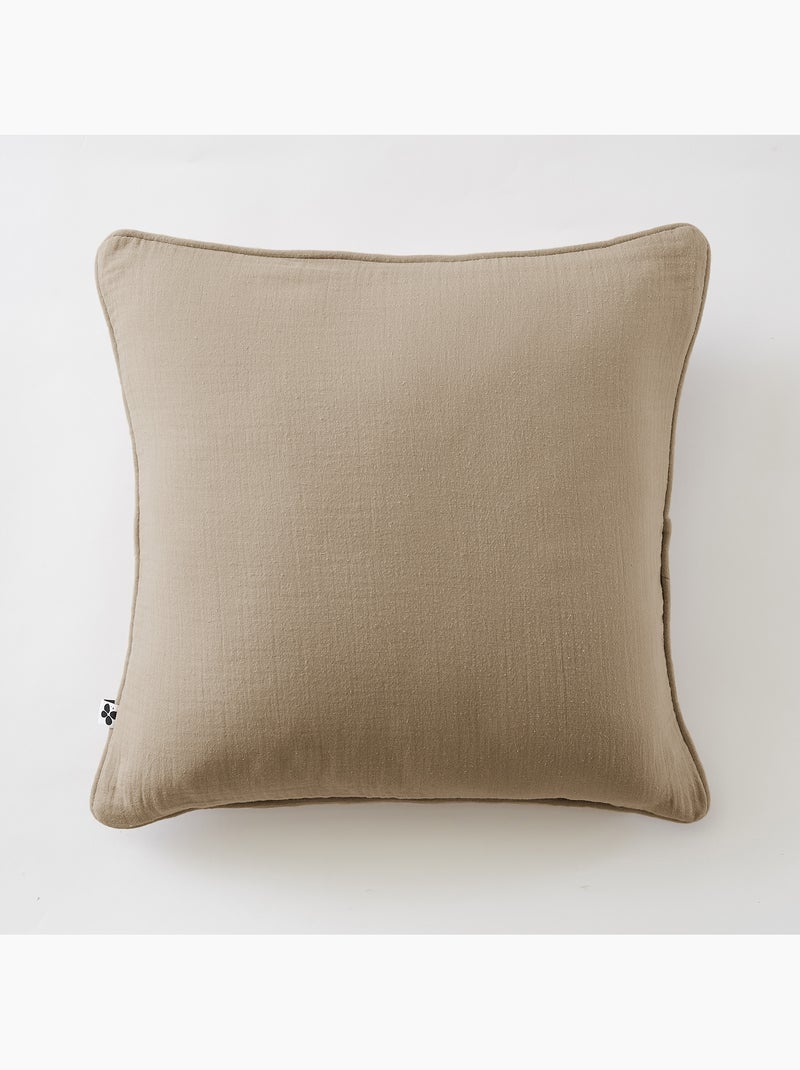 Lote de 2 cojines – gasa de algodón – con funda extraíble con cremallera – ribete Beige oscuro - Kiabi