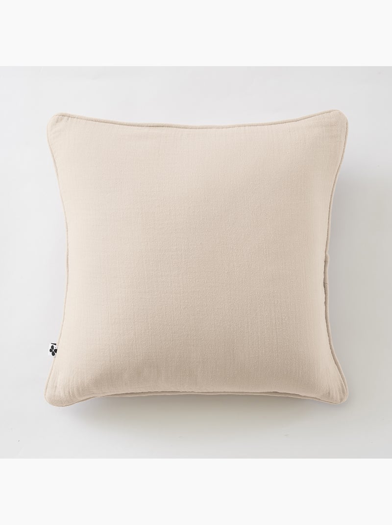 Lote de 2 cojines – gasa de algodón – con funda extraíble con cremallera – ribete Beige Pampa - Kiabi