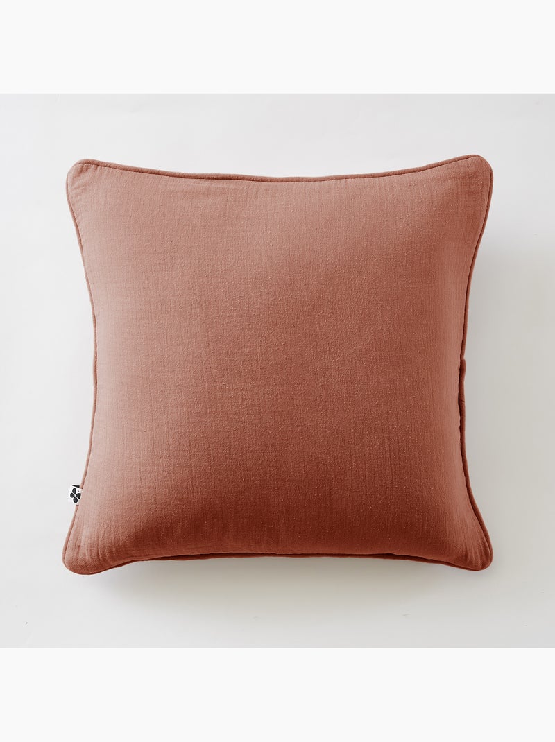 Lote de 2 cojines – gasa de algodón – con funda extraíble con cremallera – ribete Terracota - Kiabi