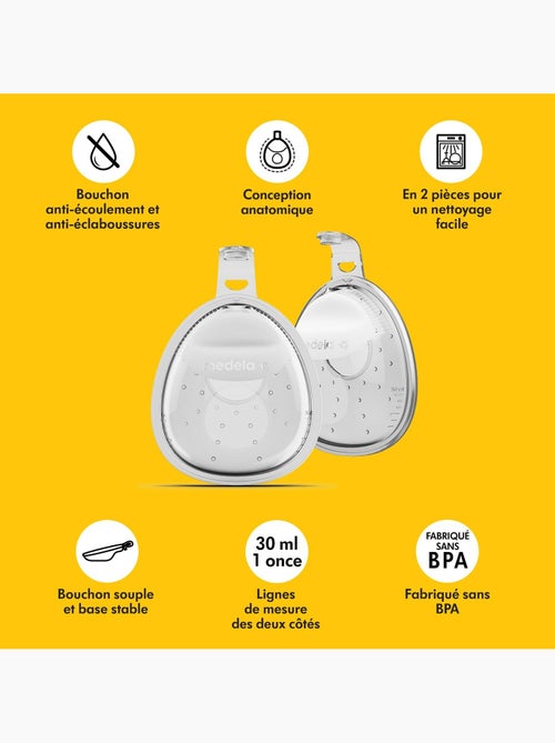 Lote de 2 copas colectoras de leche materna medela - copas de lactancia discretas de silicona sin - Kiabi